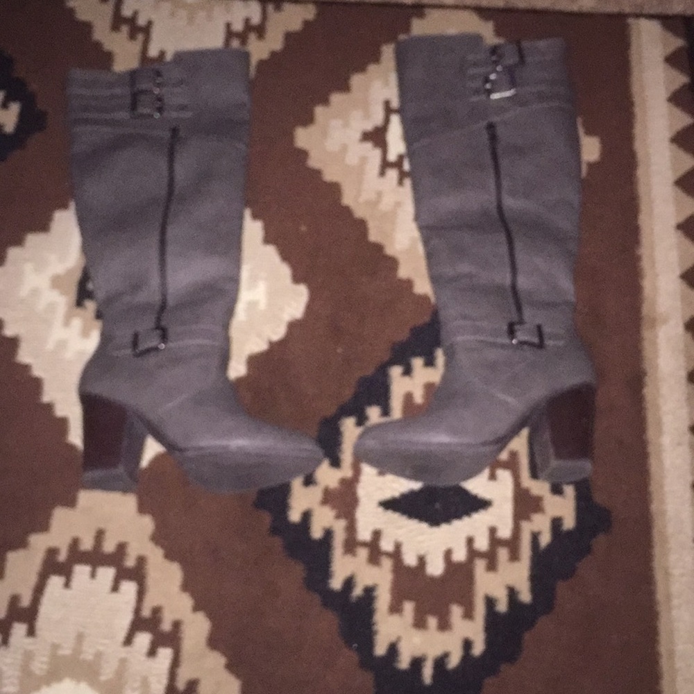 High heeled grey boots